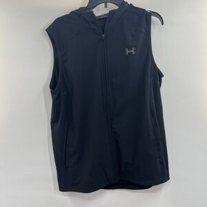 UNDER ARMOR Storm Vortex Hooded Training Vest Full Zip Mens M Pockets Waterproof